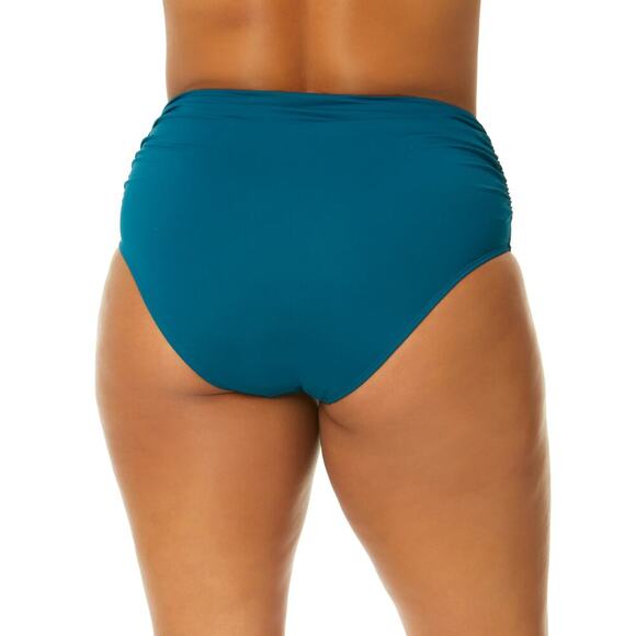 Anne Cole Plus Size High-Waist Shirred Bikini Bottoms Deep Sea Blue NWT US 20W - Picture 3 of 11